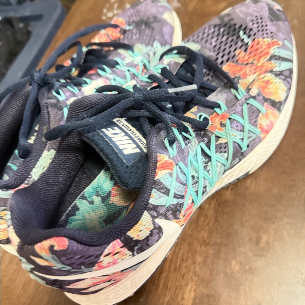 Nike Women's Floral Sneakers - Purple and Orange